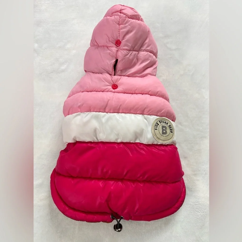 Kids Store Club Pink Ombre Dog Puffer Jacket Coat Size 14 Warm WinterHooded Vest